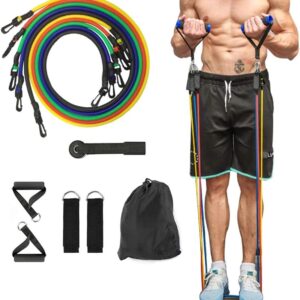 11 Peças Elástico Extensor Exercicio Funcional Até 100 libras Kit Elástico Extensor Treinamento Pilates Exercícios Academia Acessórios
