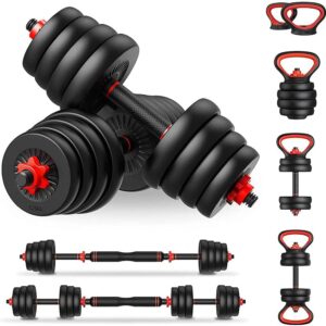 Kit Halteres 6 em 1 Peso Musculação até 20kg Ajustável Preto